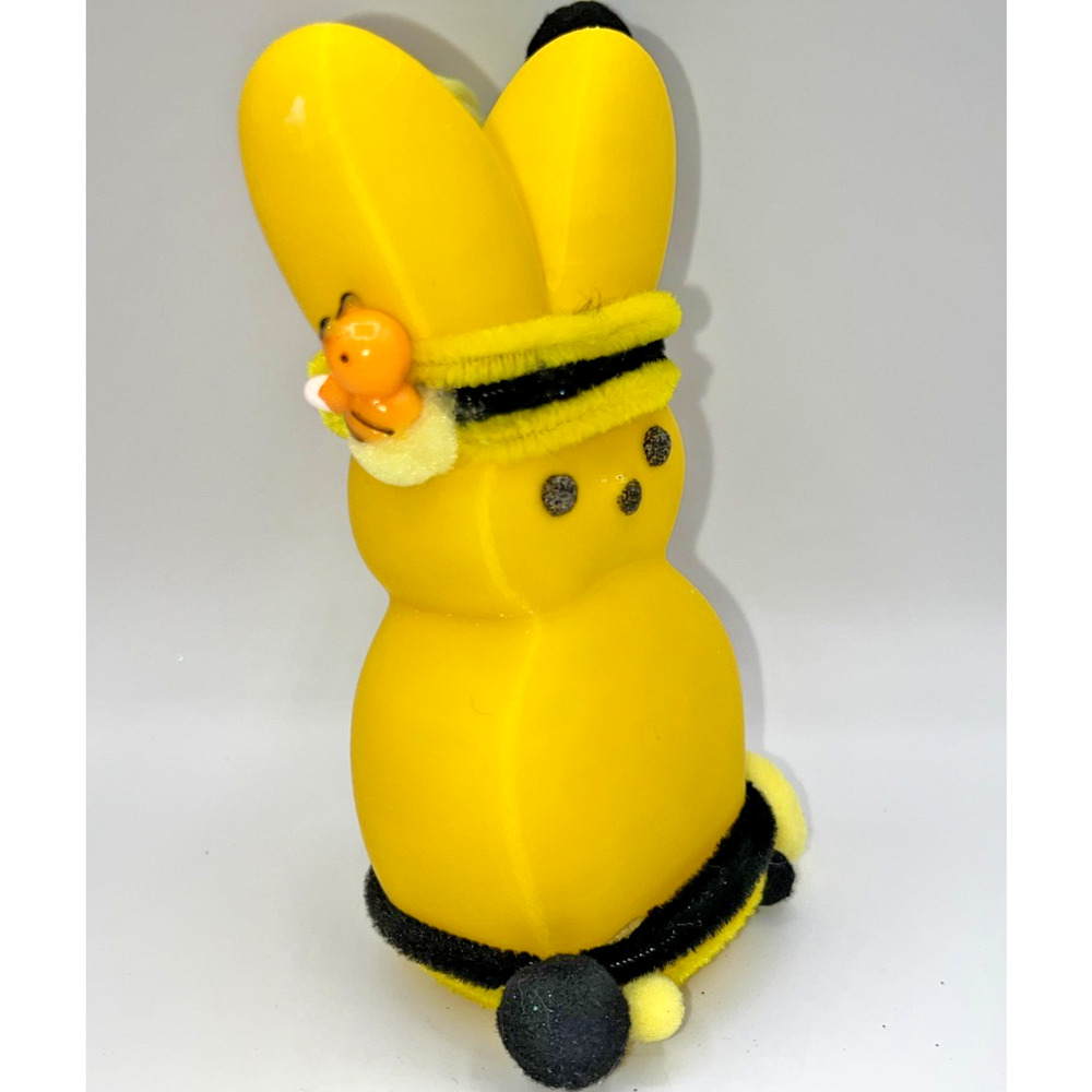 Large Yellow Bunny Peep Ninja Bumble Bee Peep Fluffy Pom Deb O. Originals OOAK - Picture 5 of 16